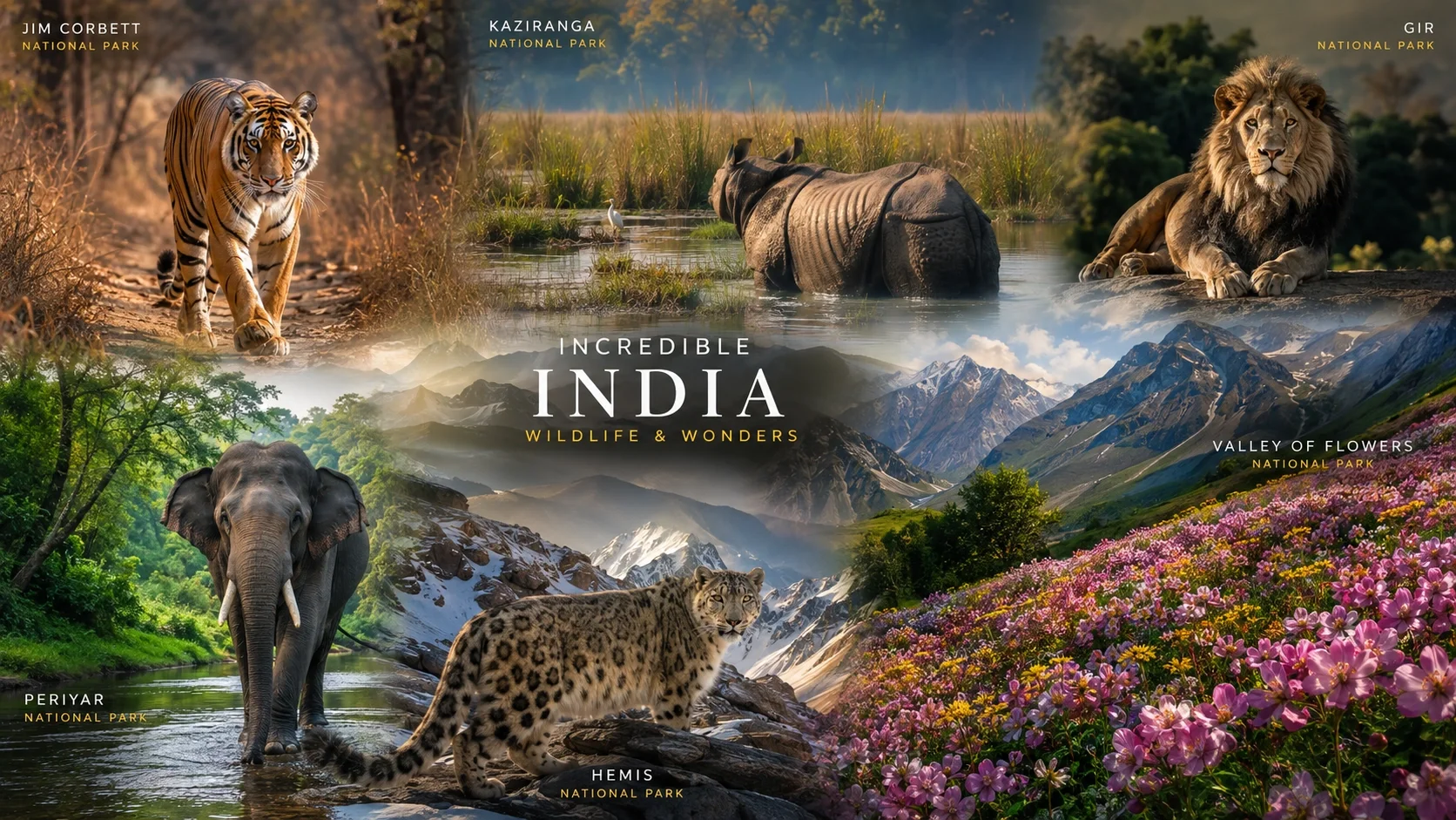 Beautiful national parks in India featuring wildlife and scenic landscapes